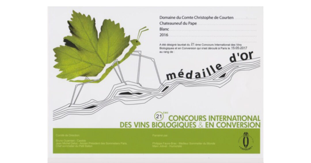 Tradition Blanc 2016 – Médaille d’or au concours international des vins biologiques