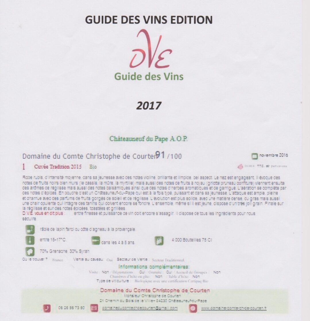 2015 – Tradition Rouge – Guide des vins