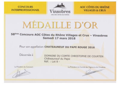 Tradition Rouge 2016 – Médaille d’or au concours AOC Côte du Rhône Vinsobres