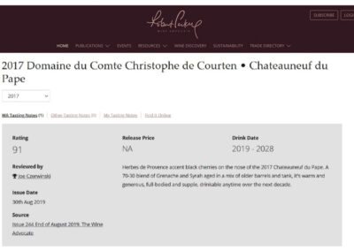 91/100 Cuvée Tradition Rouge 2017 Domaine du Comte Wine Advocate