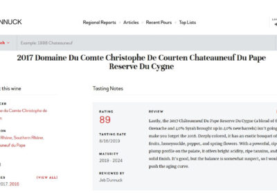 2017 Réserve du Cygne Domaine du Comte Jeb Dunnuck
