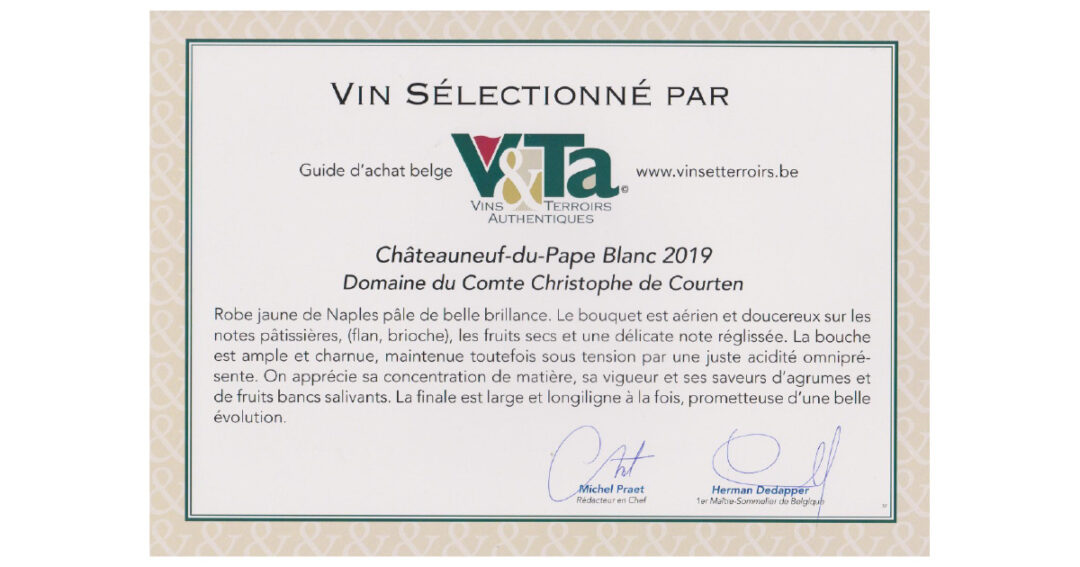 2019 Châteauneuf-du-Pape Domaine du Comte Blanc vins-et-terroirs-authentiques