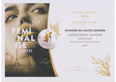 Gold Medal Féminalise pour le Domaine du Comte de Courten Rouge 2018